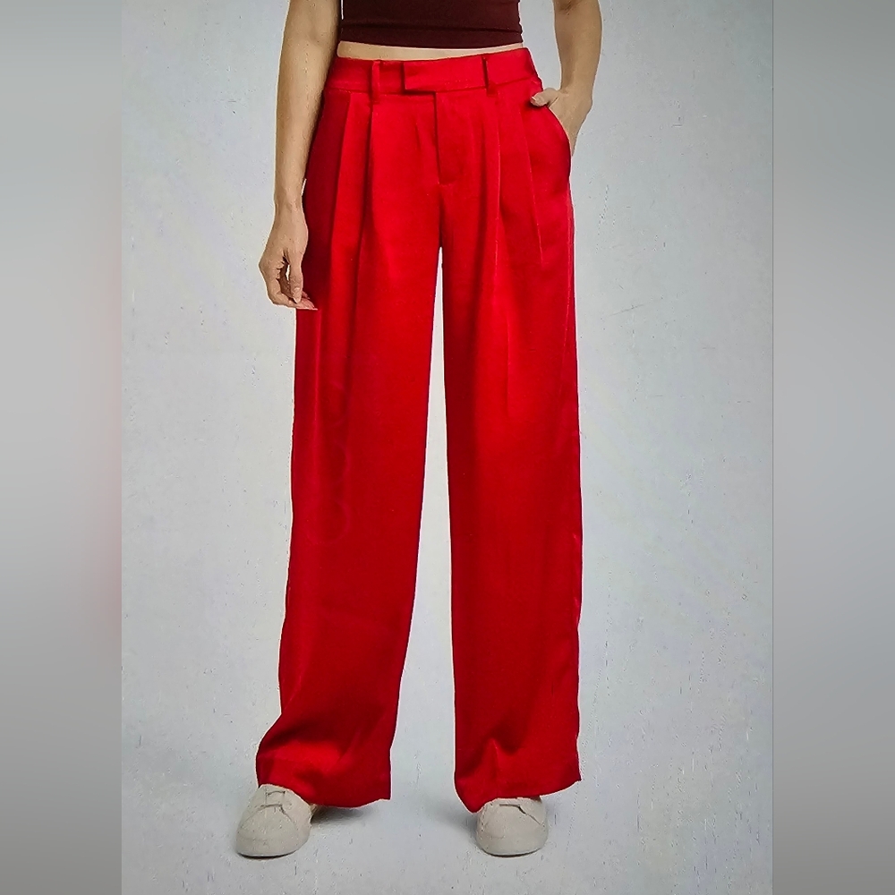 Elegant Red Women's Wide-Leg Pants